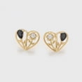 thumbnail image 3 of Aretes Dama Corazón con Flores Swarovski y Onix Oro 14K Lam dorado Unitalla, 3 of 7