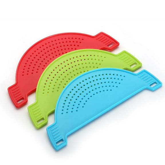 SPRING PARK Plastic Drainer Strainers Pot Funnel Half Moon Shape Food Filter Board Sieve Draining With Handle Heat Resistant Fit for Pasta Vegetable Fruit