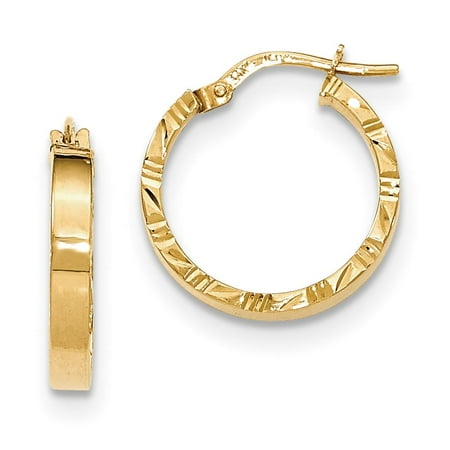 Mens Las 14k Yellow Gold Polished D C Edge Hinged Hoop Mens Las 14k Yellow Gold Polished D C Edge Hinged Hoop Earrings 15mm