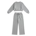 thumbnail image 7 of Sweatsuits Women 2 Piece Outfit 2026 Solid Drawstring Wide Leg Sweatpants Crew Neck Long Sleeve Cropped Tracksuit, 7 of 7