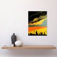 thumbnail image 2 of Modern Black Yellow Orange Linocut London Skyline Cityscape Storm Lightning Unframed Wall Art Print Poster Home Decor Premium, 2 of 4