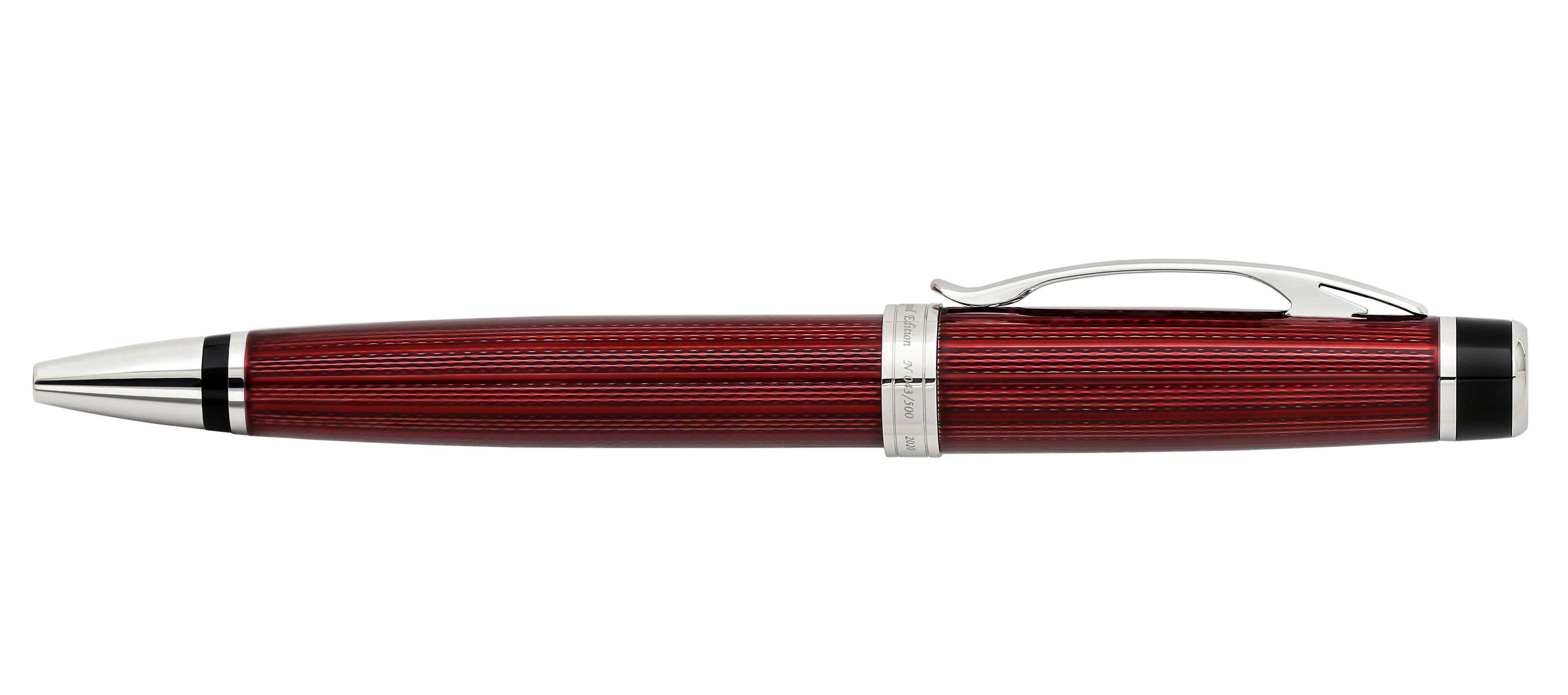 Xezo Xezo Incognito™ Diamond-Cut Lacquered Brass Ballpoint Pen - Burgundy Red
