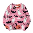 thumbnail image 4 of Atogsazn Kids Girls Halloween Oversized Sweatshirt Children Crew Neck Long Sleeve Pullover Sweaters Fall Winter Tops Pink 6-7 Years Fashion, 4 of 5
