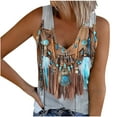thumbnail image 2 of Sakmal V-Neck Tees Vintage Sleeveless Ethnic Shirts White Spring Tops for Women, 2 of 5