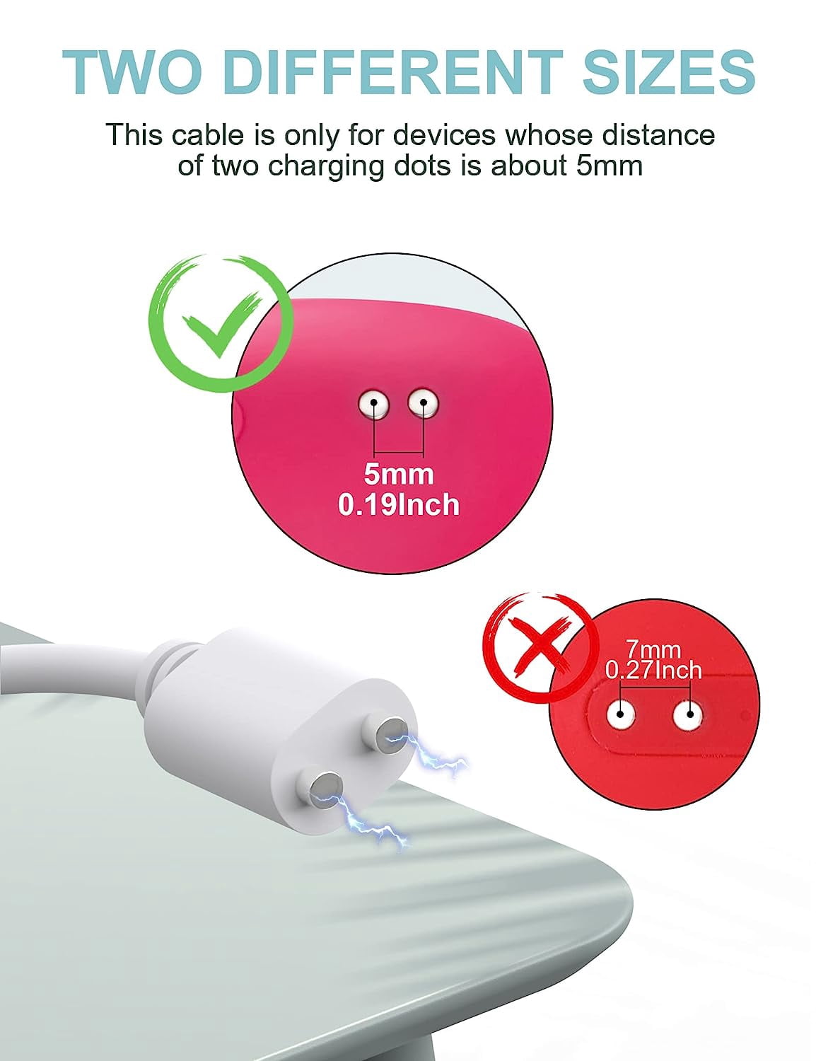 BICMICE 2.7' USB to Magnetic DC Charger Cable, White, Charging Compatibility Durability