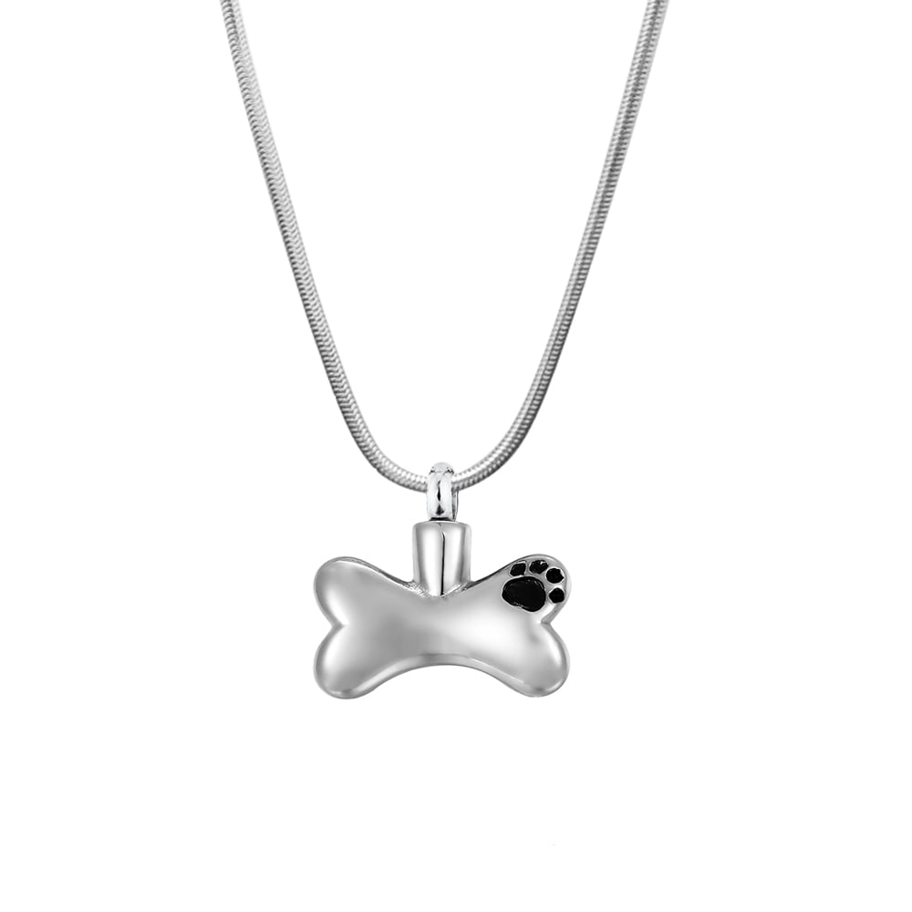 Dog Bone Pet Cremation Necklace Memorial Necklace Cremation Urn Necklace for Ashes Keepsake with Free Funnel Kit and Velvet Jewelry Box