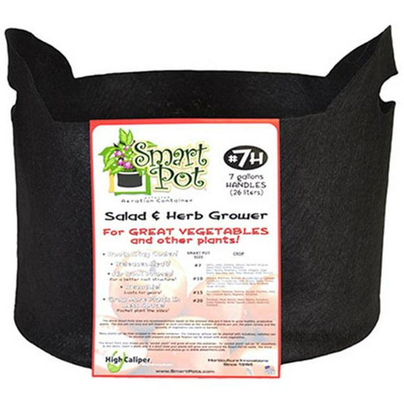 High Caliper Growing 21007RT 7 Gallon, Black Patented Small Smart Pot With Handles