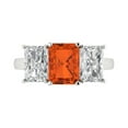 thumbnail image 2 of 4ct emerald cut red Zircon 18k white gold 3 stone Bridal Wedding Engagement Promise Anniversary Ring for Women size 10.5, 2 of 7
