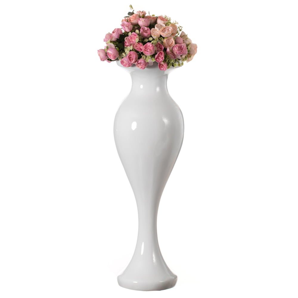 Handmade large white floor glass vase   H-60cm 
