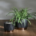 thumbnail image 4 of Sagebrook Home Set Of 2 Diamond Metallic Planters  6/8", Black, Round, Ceramic, Contemporary, 8"L X 8"W X 7"H, Diamond, 4 of 4