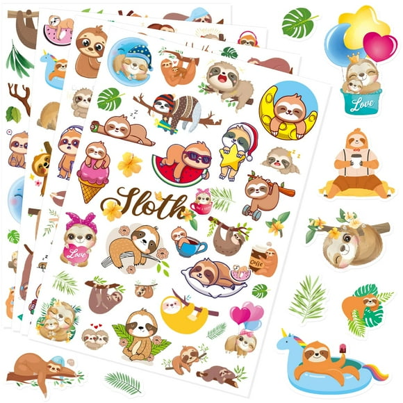 Autocollants Paresseux Mignons Jungle Sauvage Forêt Autocollant Animal 770 Unités Cadeaux de Fête Sacs Cadeaux Décorations Récompenses Vie Sauvage Cadeaux d'Anniversaire Bouteille d'Eau Étanche Invitation d'Ordinateur Portable Autocollants Décor