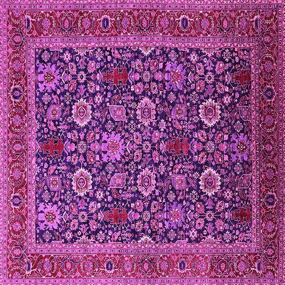 Ahgly Company Indoor Square Oriental Pink Industrial Area Rugs, 5' Square