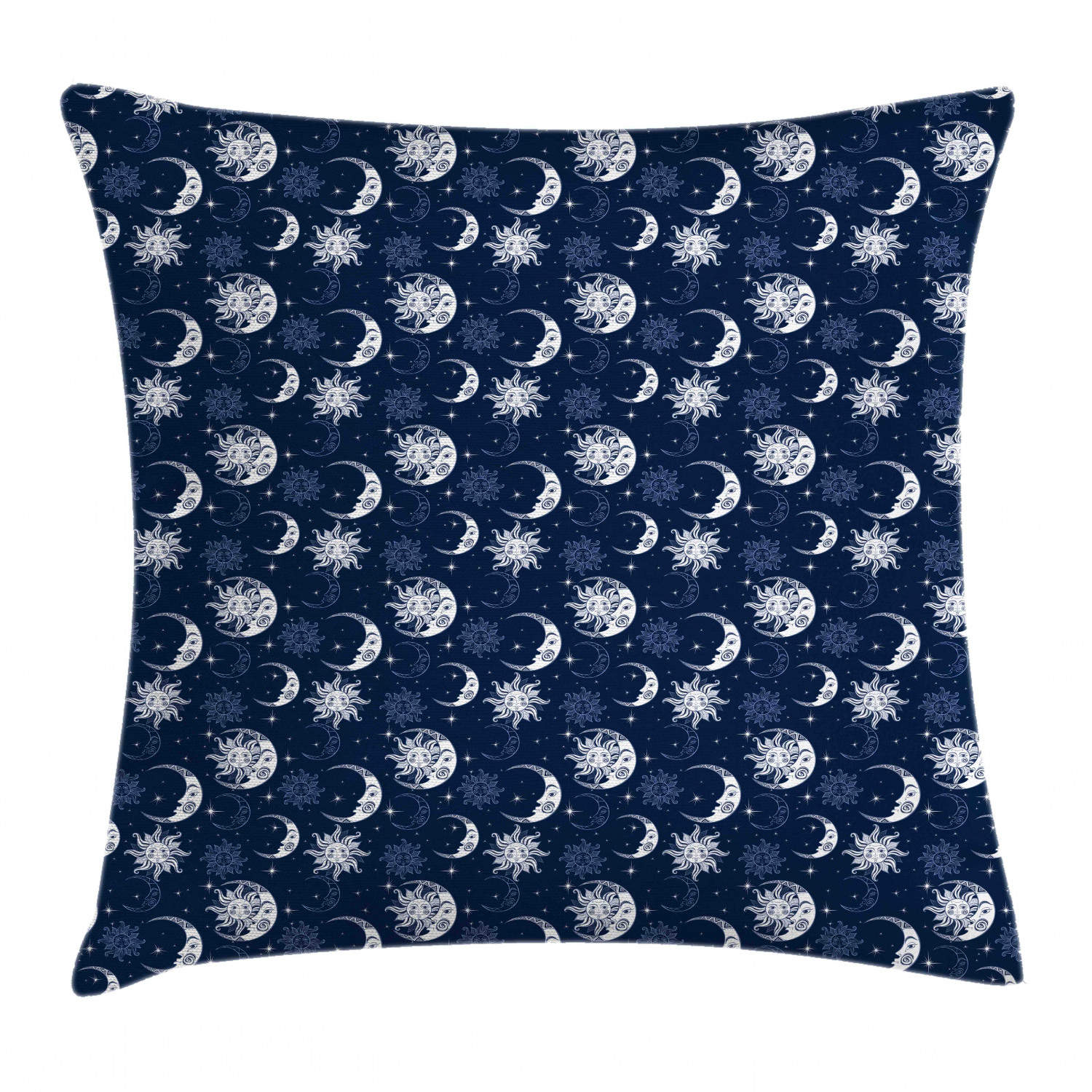 Half Moon Throw Pillow Cushion Cover, Repeating Mystical Sky Elements