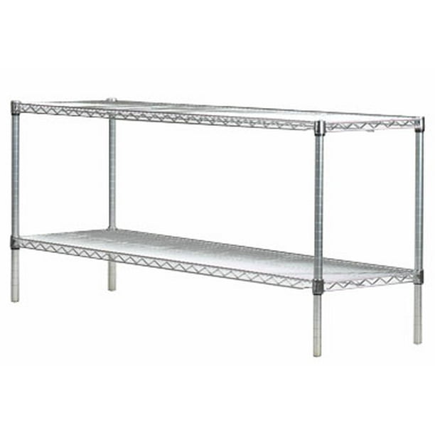 18" Deep x 42" Wide x 14" High 2 Tier Chrome Starter Shelving Unit