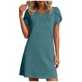 thumbnail image 3 of Sentmoon Robe Robe de Boîte de Nuit 2026 Été Couleur Unie Manches Courtes Col Rond Plissée Coupe Ample Accessoires de Plage Incontournables Robes pour Femmes Grande Taille Basique pour Sortir et Faire la Fête P-2TG, 3 of 7