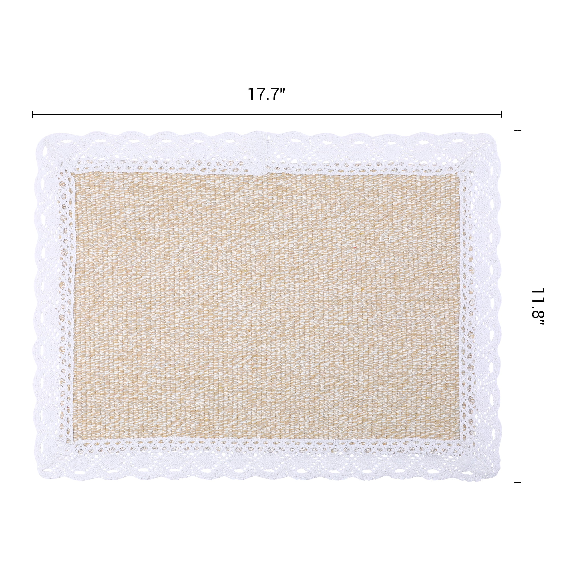 Unique Bargains Rustic Set of 4 Rectangle Woven Placemats Beige 17.7x11.8inch