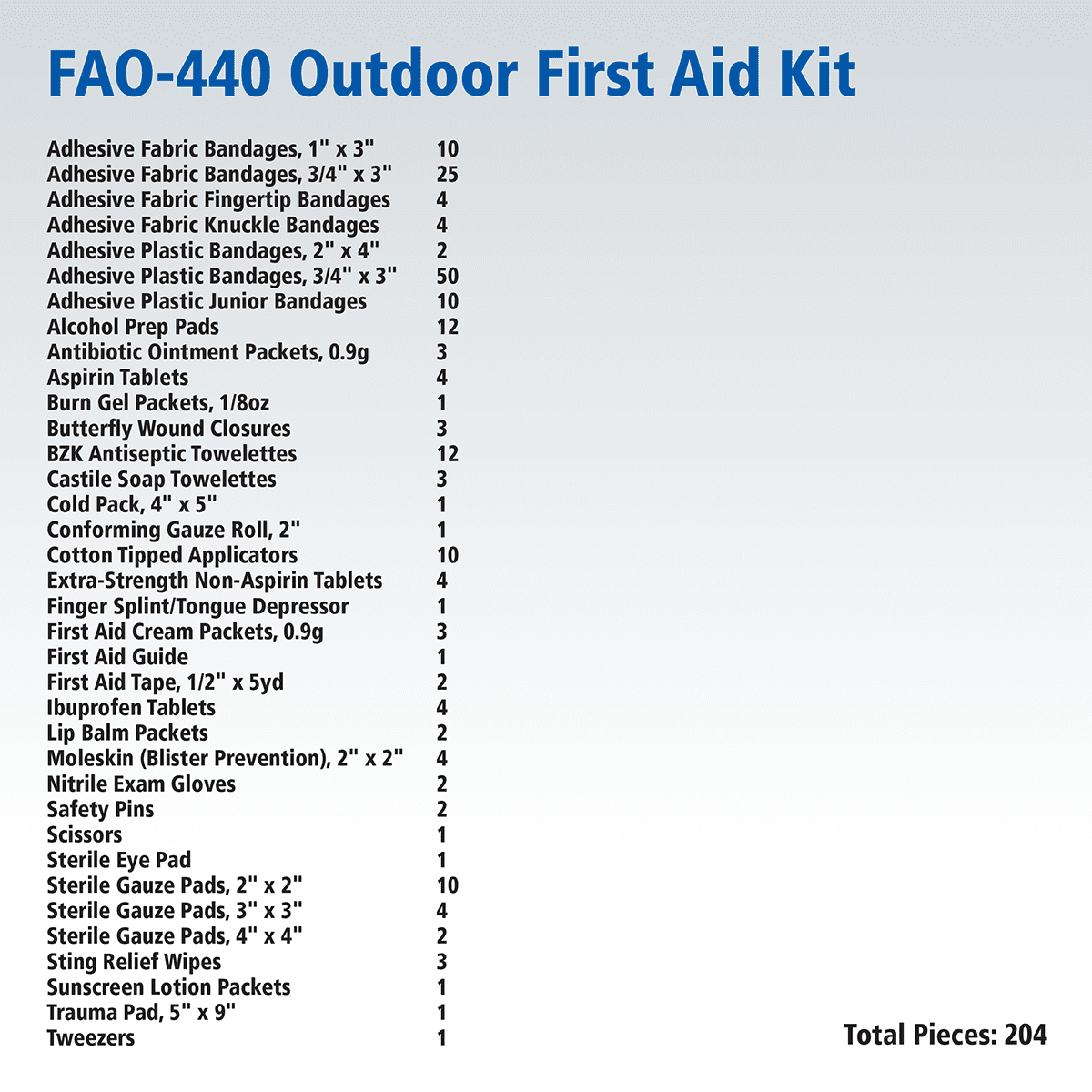 First Aid Only Outdoor First Aid Kit for Hiking and Camping, 205 Pieces 
