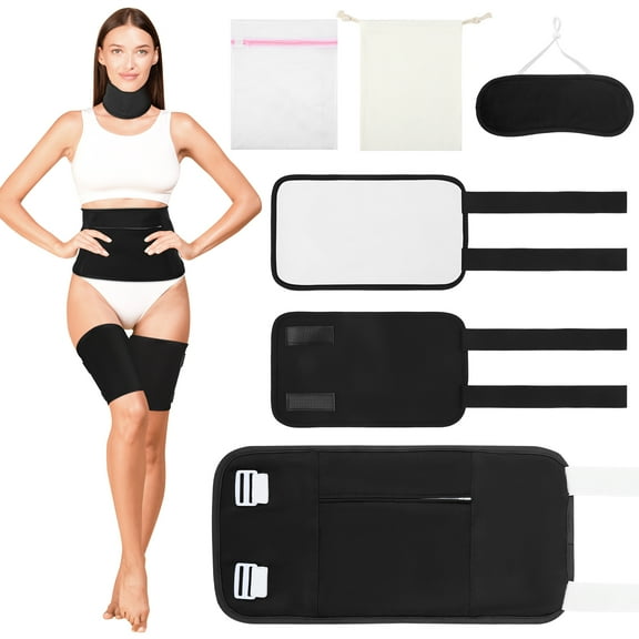 Abaima 6 Pack Castor Oil Wrap Pack, Reusable Organic Castor Oil Wrap Pack with Laundry Bag and Organizer Bag, Organic Flannel Cotton Castor Oil Compress Pads for Women