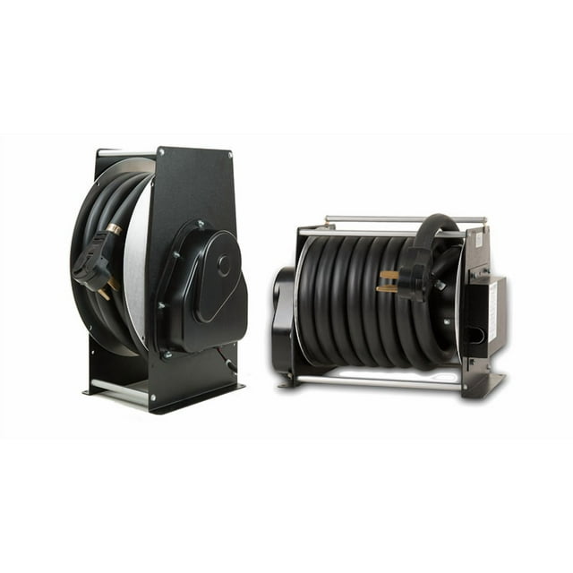 SouthWire Corp. Cordon d'Alimentation Reel RL54331LMK Shoreline Reels; à Utiliser pour Ranger les Cordons d'Alimentation; à Commande Électrique; Moteur à Entraînement à Gauche; avec Cordon de 33 Pieds de 50 Ampères; à Boulonner; avec Queue de Cochon de 4 Pieds