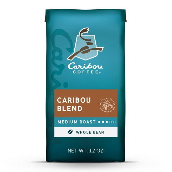 Caribou Coffee Caribou Blend Premium Medium Roast Whole Bean Coffee, Arabica, 12 oz