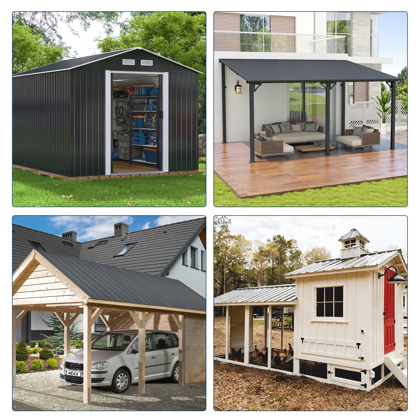 20 Pcs Metal Roofing Panels, 3.54 Ft Corrugated Galvanized Steel Roofing Panels, Heavy Duty Metal Siding Panels with Screws for Pergola, Gazebo, Shed, Outdoor Storage, Chicken Coop, Patio,Garages