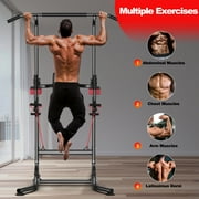 AQUVII Pull Up Rack Bar, 450 LBs Power Tower Dip Bar Station Dip Stand Multi-Function Home Strength Training Fitness Workout Station for Home Gym