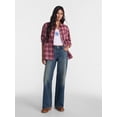 thumbnail image 2 of No Boundaries Plaid Flannel Shirt with Long Sleeves, Women's XXS-XXL, 2 of 5
