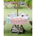 thumbnail image 4 of Fsddascl Teal Red Coastal Turtle Outdoor Tablecloth - 60 Inch Round Dining Table Cover, Ocean Coral Nautical Waterproof Outdoor Table Cloth with Umbrella Hole & Zipper for Picnic/Patio/Party, 4 of 7