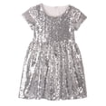 thumbnail image 1 of EnJoCho Robe à Paillettes pour Filles Manches Courtes Brillante Décontractée Ample Col Rond Été Robe Trapèze Mignonne pour Fête, 1 of 3