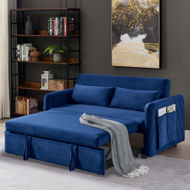Aukfa Upholstered Sleeper Sofa Pull Out Bed, Convertible Loveseat Sofa