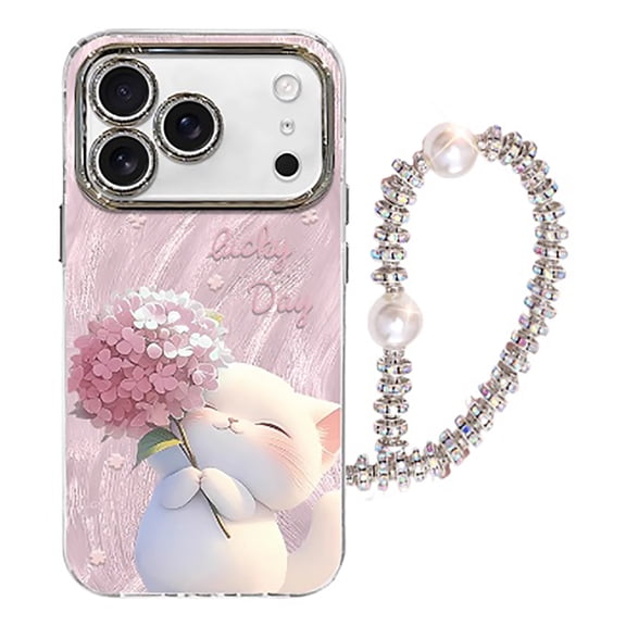 Phone Case for iPhone 17 Pro Max with Lanyard,Anti-fingerprint,Shockproof Drop-proof,Cute Cat Silicone Phone Shell for Women Gift