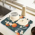 thumbnail image 2 of Yayeee Dish Drying Mat for Kitchen Counter 16" x 18" Microfiber Super Absorbent Coffee Decorative Pad, Blue Floral Oranges, 2 of 9
