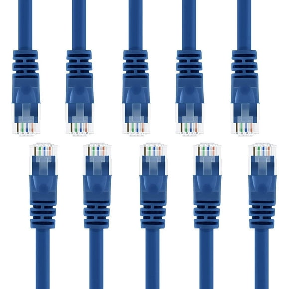 (10 Pack) 14 FT RJ45 CAT (6E) 550MHZ Molded Network Cable - Blue