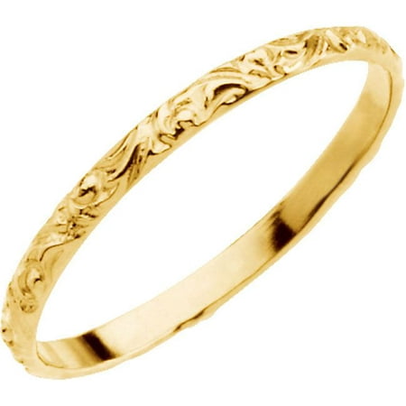 14k Yellow Gold Childrens Etched Ring 1.5mm - .6 Grams - size 3