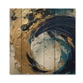 thumbnail image 3 of Designart "Strokes in Dark Blue and Gold VI" Abstract Print on Natural Pine Wood, 3 of 5