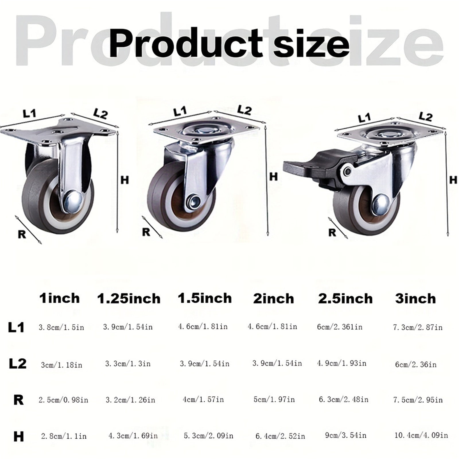 4 Pcs 1/1.25" Caster Wheels Furniture Wheels Heavy Duty Castors TPR Rubber Flat Bottom Wheels For Furniture Cabinets Workbench ,Reliable