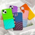 thumbnail image 6 of Compatible with iPhone 13 Phone Case Girls Cute Gradient Bicolor Crimp Wave Pattern Soft Silicone Shockproof Camera Protective Back Cover Slim Phone Case for Women - Green Cyan, 6 of 12