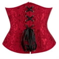 thumbnail image 3 of Womens Underbust Corset Plus Size Gothic Corset Cincher Medieval Corsets for Women Jacquard Vintage Waist Corset Top Winered Size 2XL, 3 of 6