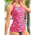 thumbnail image 3 of Charmo Women's High Neck Tankini Tops Built-in Bra Only Tummy Control Swimsuit Tops Ruched Swim Tops Without Bottoms, 3 of 7