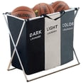 thumbnail image 2 of AirSMall Organized Foldable 3 Bins Laundry Hampers with Aluminum Frame, (White+Grey+Black), 2 of 8