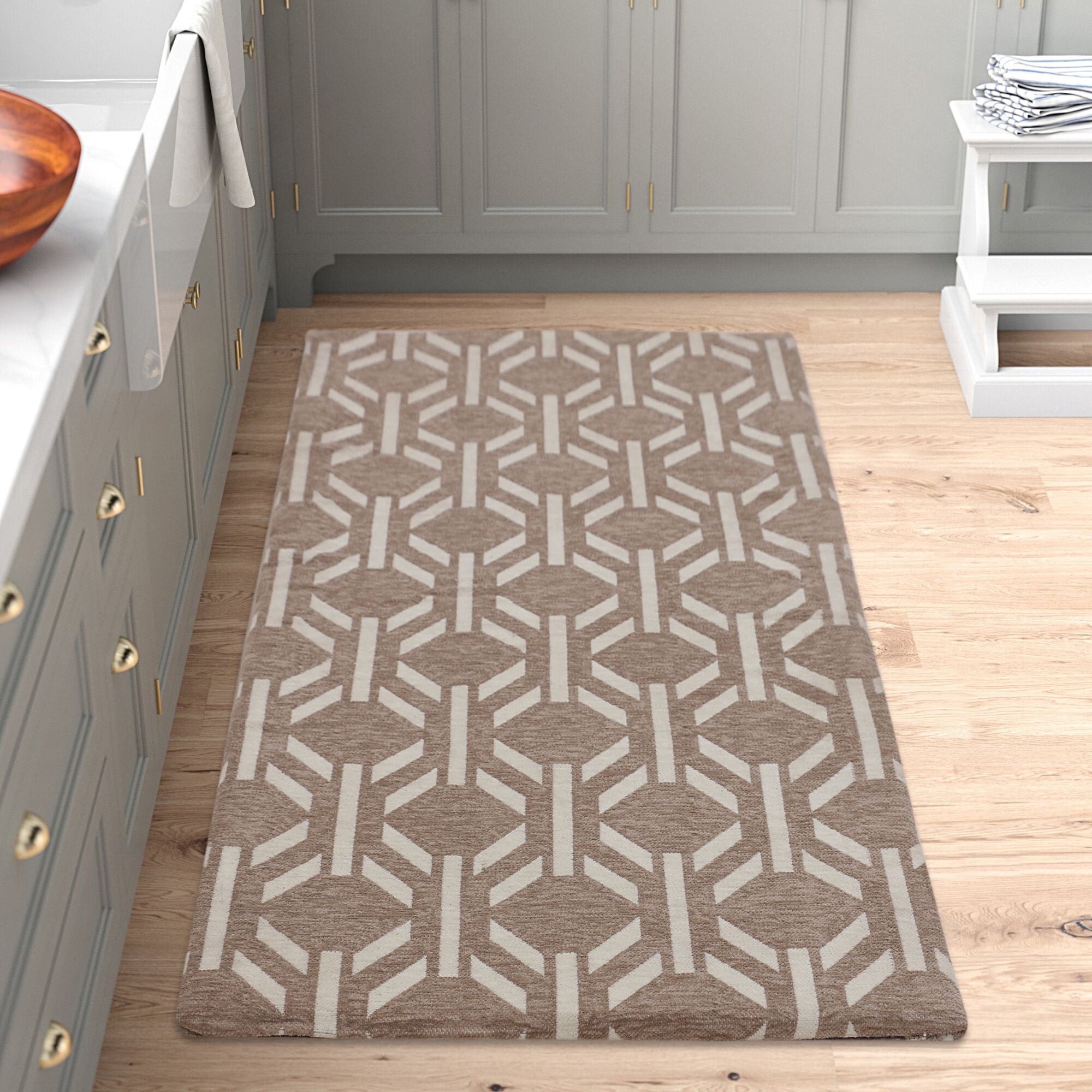 RugSmith Light Grey Maze Anti-Fatigue Kitchen Mat, 20" x 36"