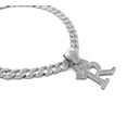 thumbnail image 2 of iJewelry2 Kings and Queens Crowned Initial Letter R Crystals Pendant Silver-tone Cuban Linked Chain Necklace, 2 of 3