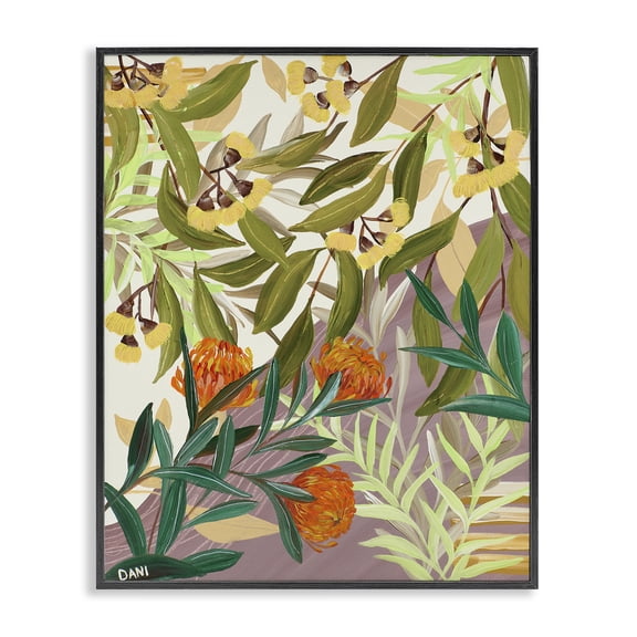 Stupell Industries Walk With Me Florals Black Framed Giclee Art, design by Dani Heyward