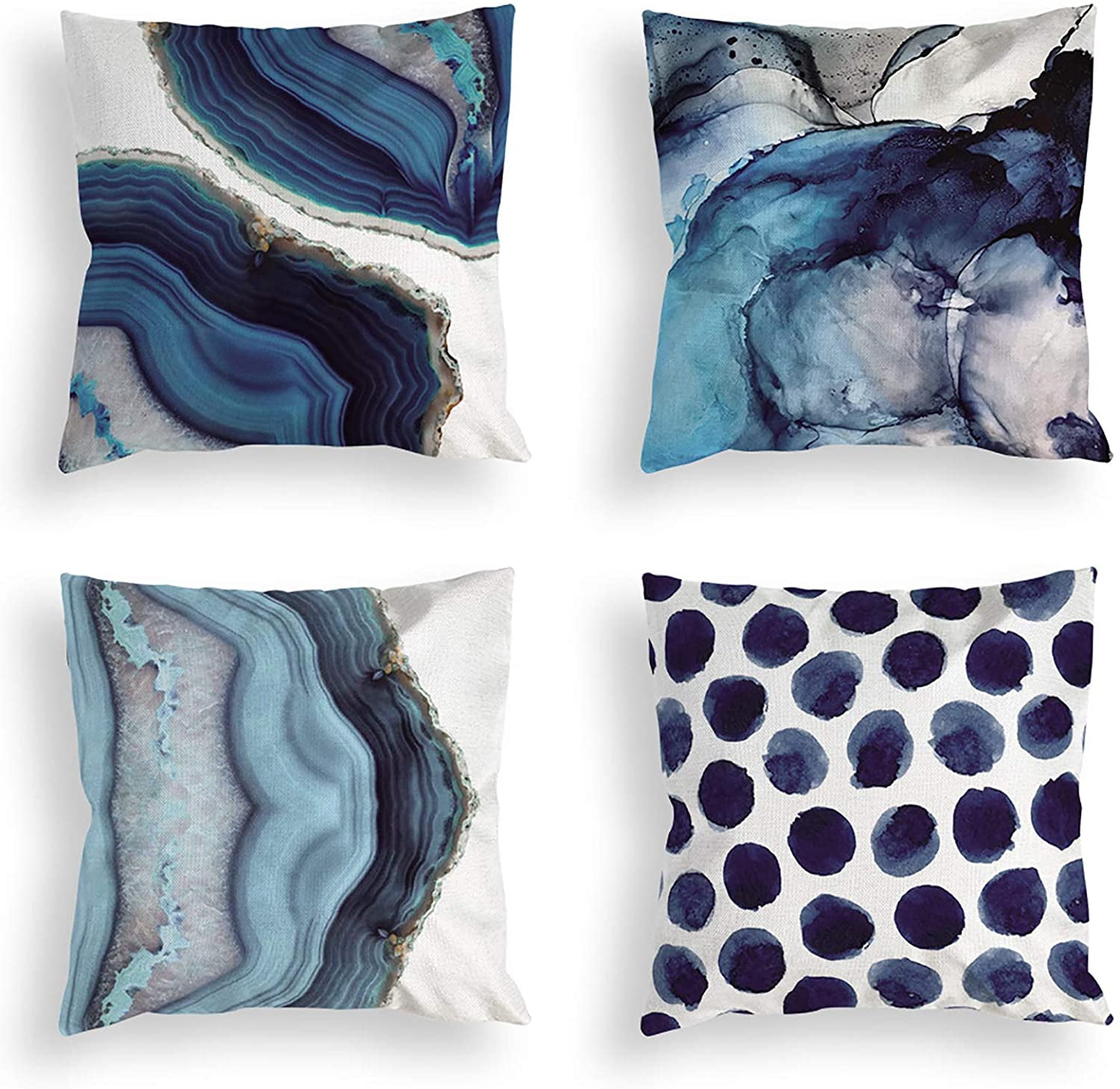 Throw cushion cover  Blue and White Set of 4 18" X 18"  Both side printed