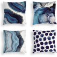 thumbnail image 1 of Juego de 4 fundas de almohada decorativas, diseño de lunares de mármol azul marino con textura marina, de lino, para sofá, dormitorio, coche, decoración del hogar, 18 x 18 pulgadas, 1 of 7