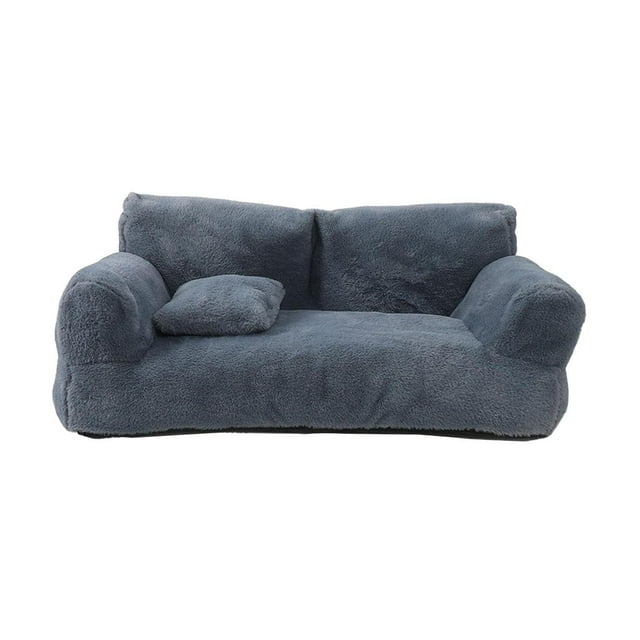 Cama para perros, sofá para mascotas, tumbona, cama para perrera, multifuncional, cómoda, de felpa, antideslizante gris oscuro