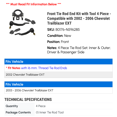 thumbnail image 2 of Front Tie Rod End Kit with Tool 4 Piece - Compatible with 2002 - 2006 Chevy Trailblazer EXT 2003 2004 2005, 2 of 2