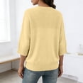 thumbnail image 7 of thefmos Women's Fall Winter 3/4 Sleeve Crewneck Knitted Pullover Tops Solid Loose Casual Basic Tops Cozy Fashion Clothes, Yellow S, 7 of 7