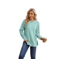 thumbnail image 2 of Ronuti Sweatshirt for Women Side Split Fall Fashion Long Sleeve Shirts Crewneck Tunic Tops, 2 of 8