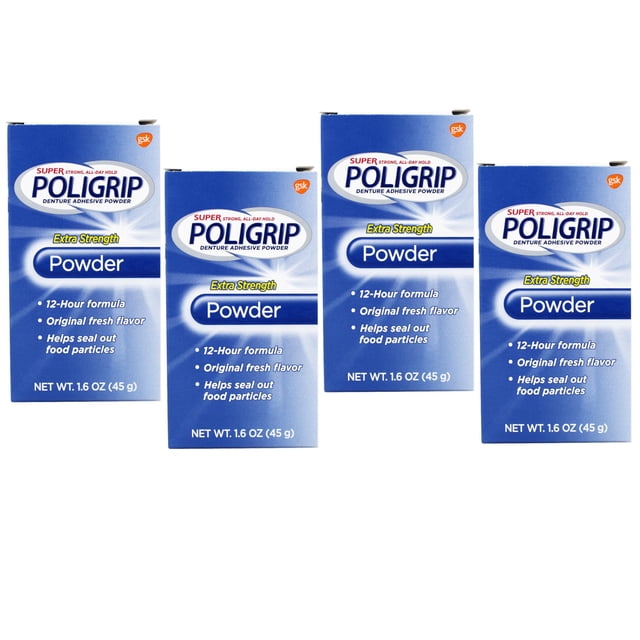 Adhesivo para dentaduras Super Poligrip Extra Strength, 47 ml (paquete de 4)
